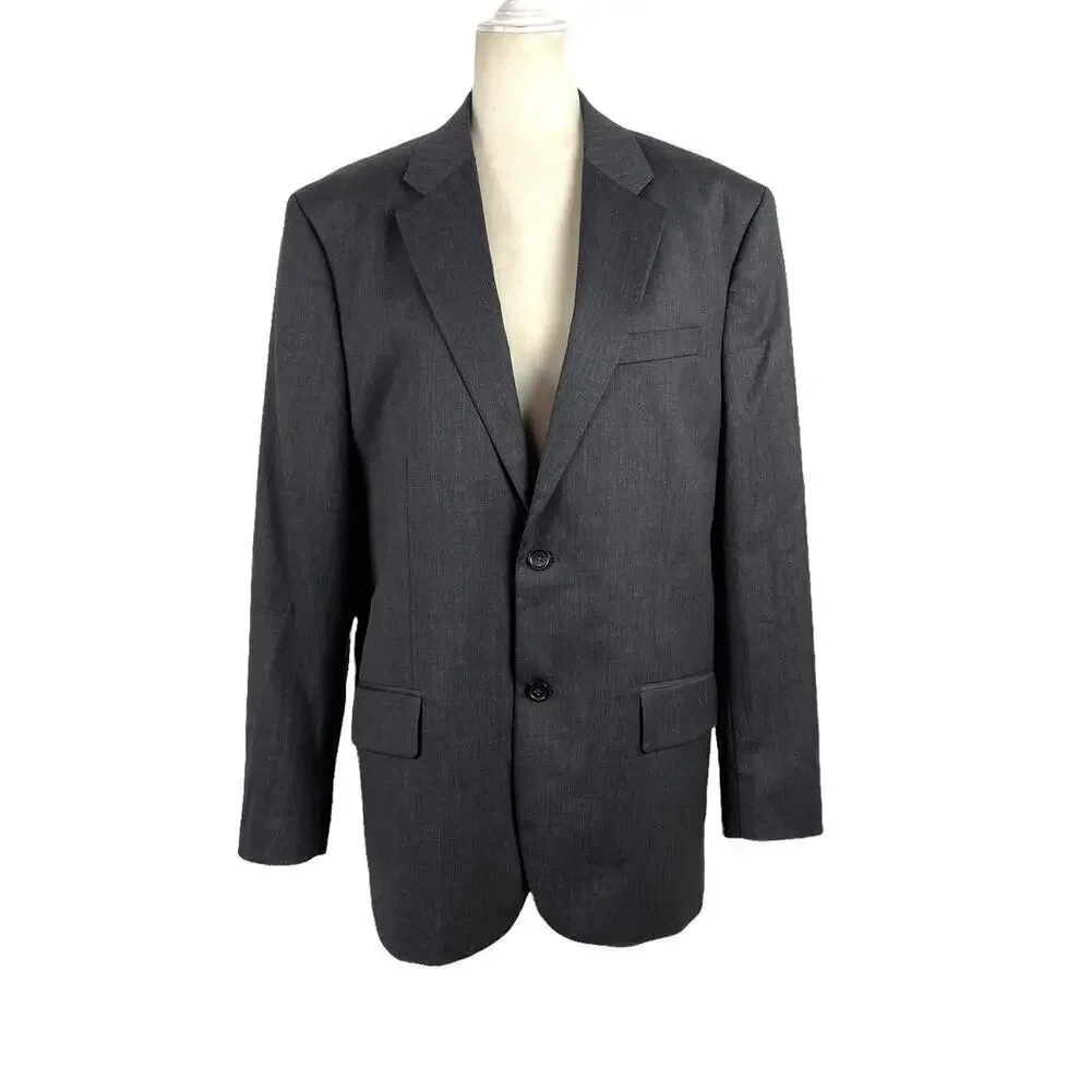 Banana Republic Men's Single Breasted Tailored Suit Jacket Dark Charcoal Sz 44R